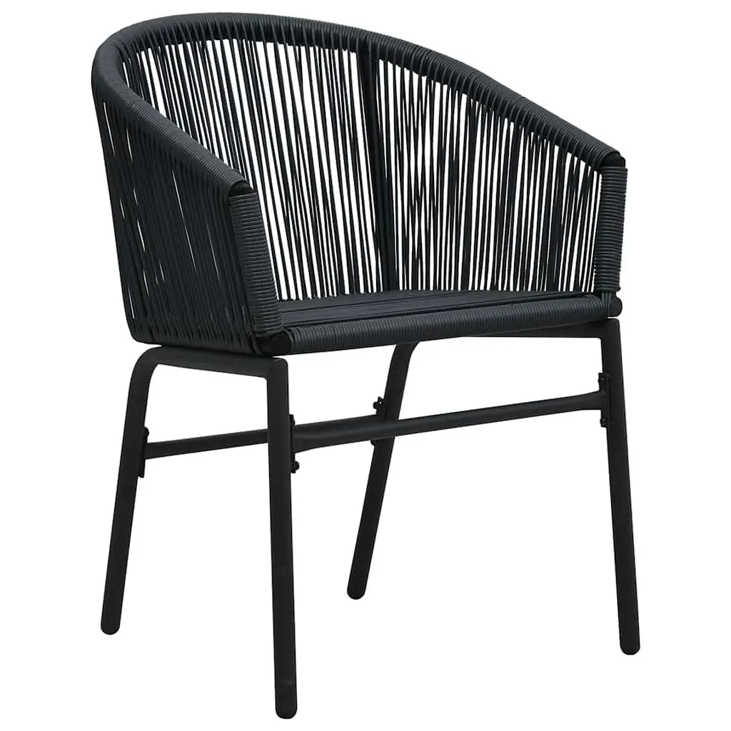 Set of 2 Outdoor Rattan Chairs Black Weather Resistant Seating with Cushions