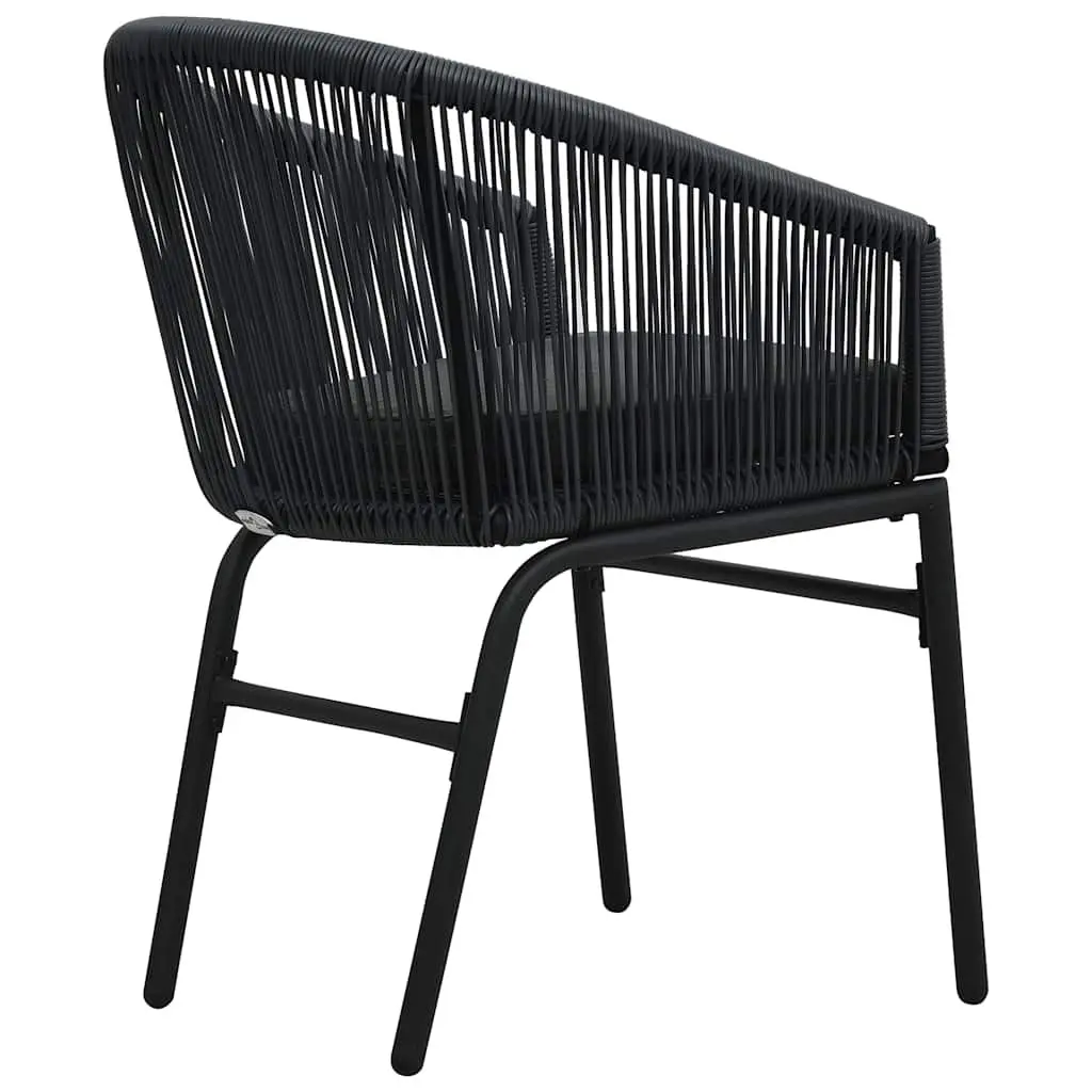 Set of 2 Outdoor Rattan Chairs Black Weather Resistant Seating with Cushions