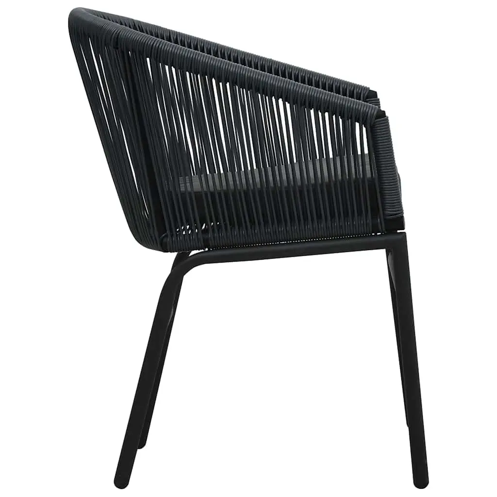 Set of 2 Outdoor Rattan Chairs Black Weather Resistant Seating with Cushions