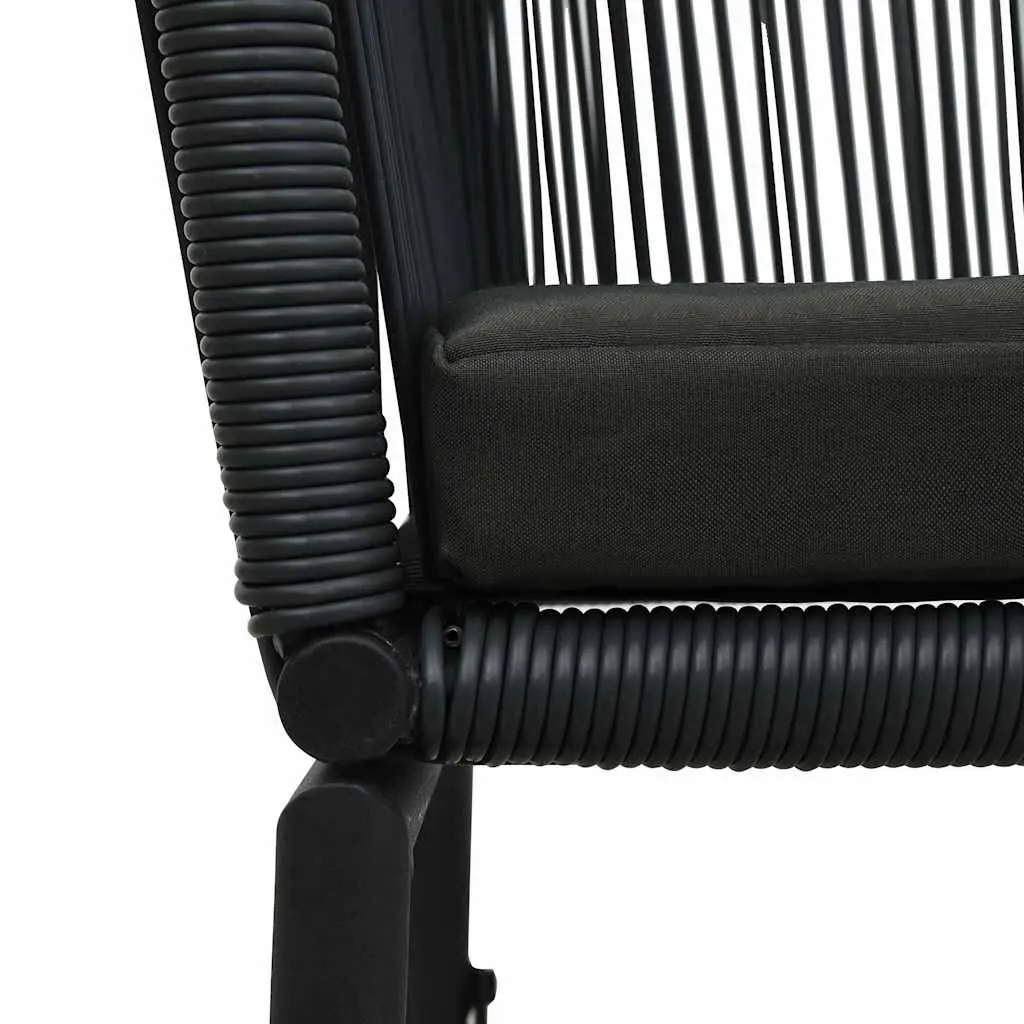 Set of 2 Outdoor Rattan Chairs Black Weather Resistant Seating with Cushions