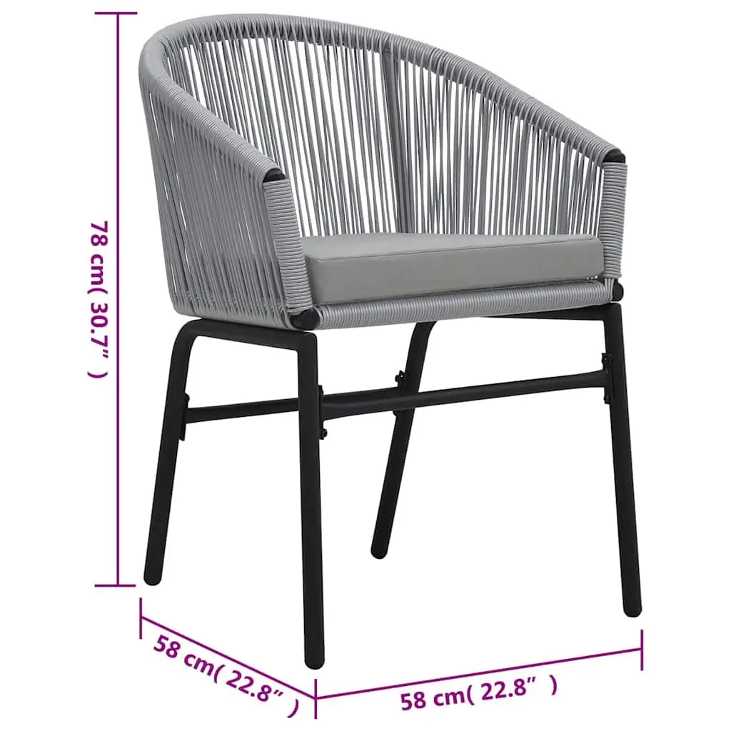 3 Piece Bistro Lounge Set Outdoor Grey PE Rattan Chairs Side Table with Cushions