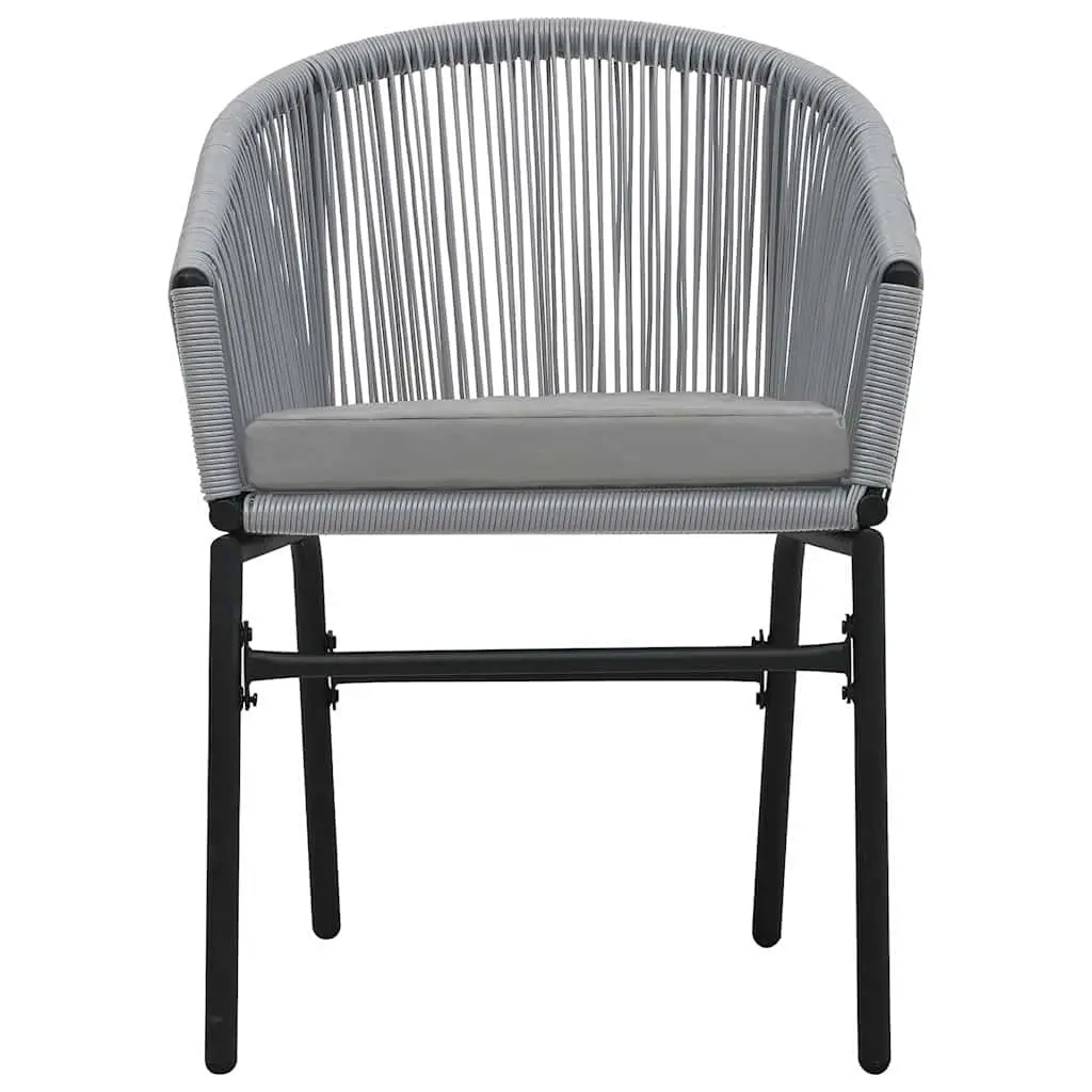 3 Piece Bistro Lounge Set Outdoor Grey PE Rattan Chairs Side Table with Cushions