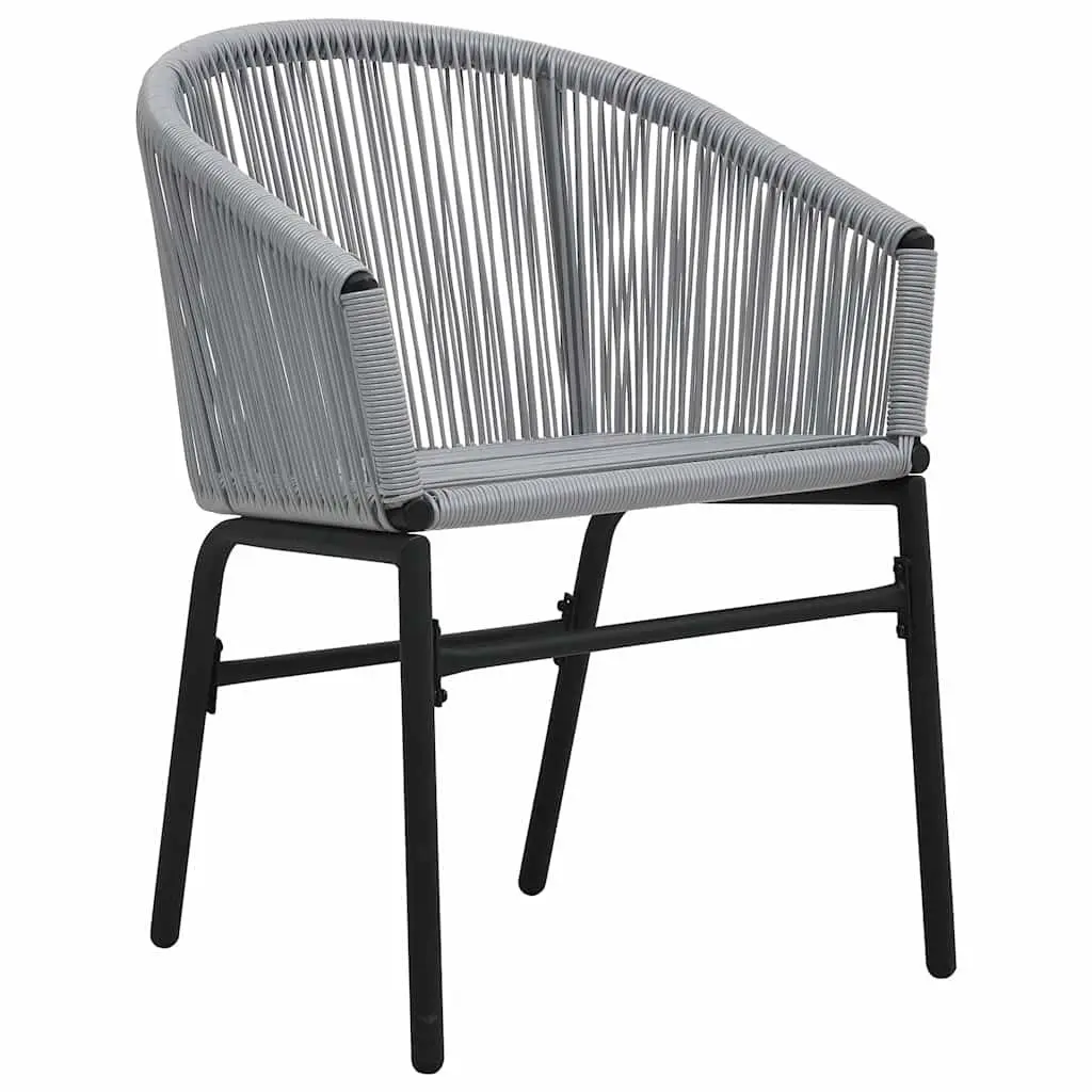 3 Piece Bistro Lounge Set Outdoor Grey PE Rattan Chairs Side Table with Cushions
