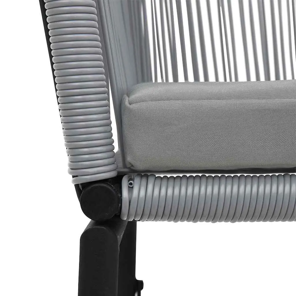 3 Piece Bistro Lounge Set Outdoor Grey PE Rattan Chairs Side Table with Cushions