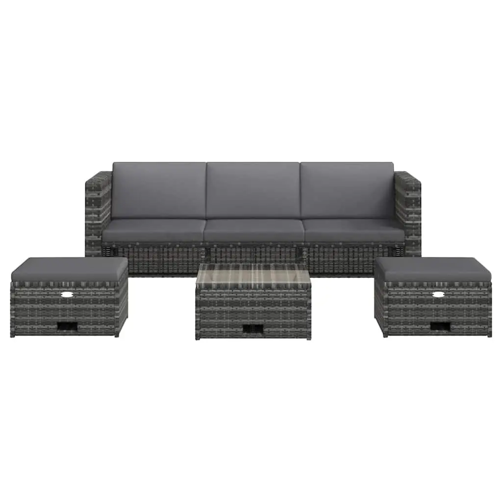 Garden Lounge Set 4 Piece Outdoor Furniture Poly Rattan Sofa Table Cushions