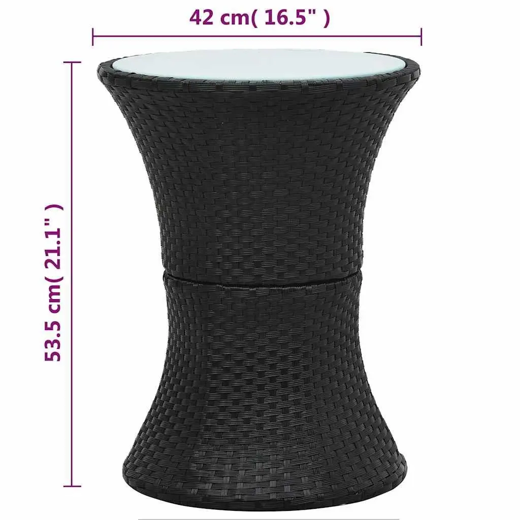 Outdoor Rattan Side Table Drum Shape Black Easy Assembly Garden Leisure