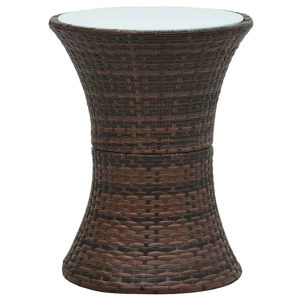 Drum Shape Garden Side Table Outdoor Furniture Brown Poly Rattan Weather