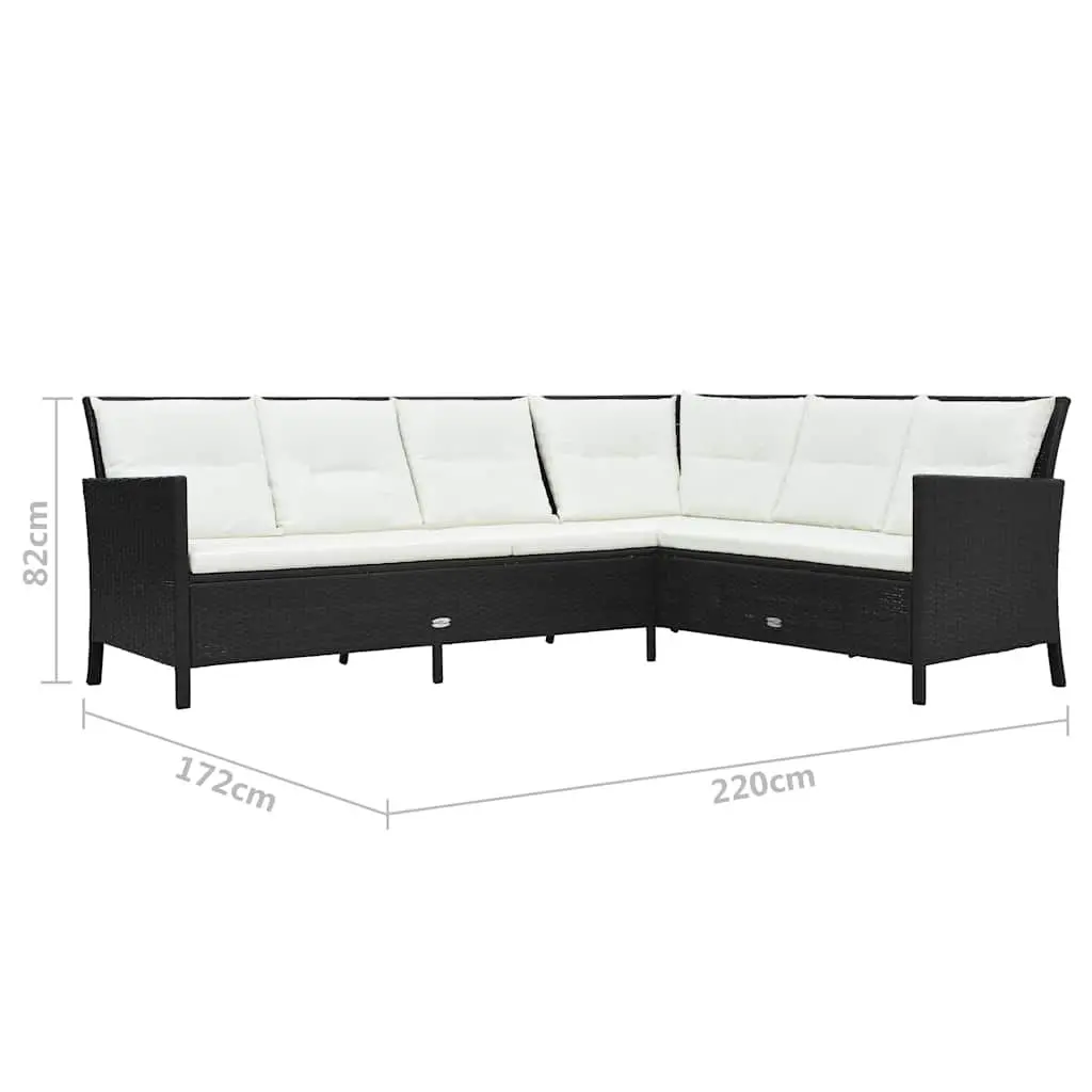 Outdoor Lounge Set Weather-Resistant PE Rattan 3 Piece Patio Sofa Bench Table