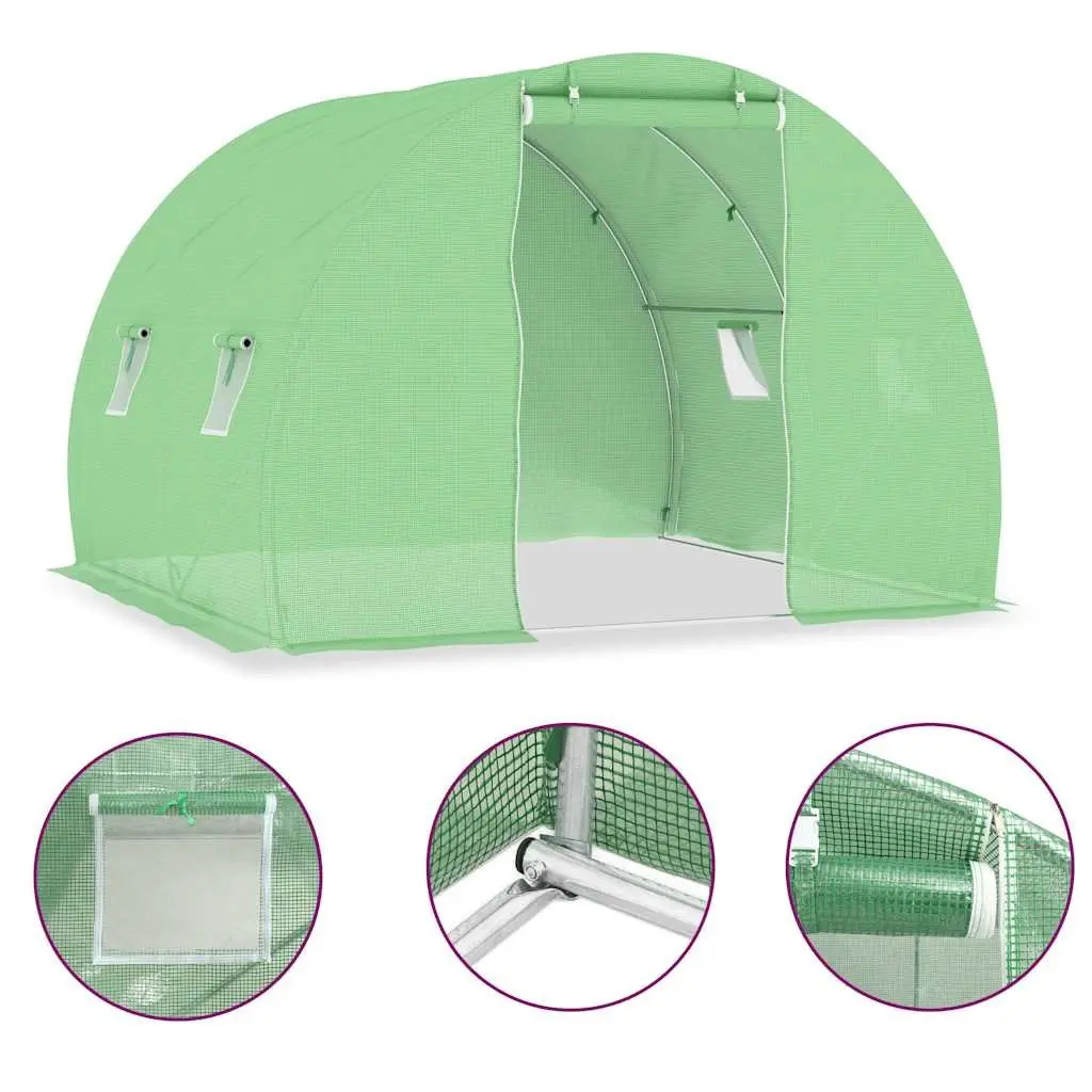 Greenhouse 6m² Durable PE Mesh Fabric 3x2x2m Galvanised Steel Frame