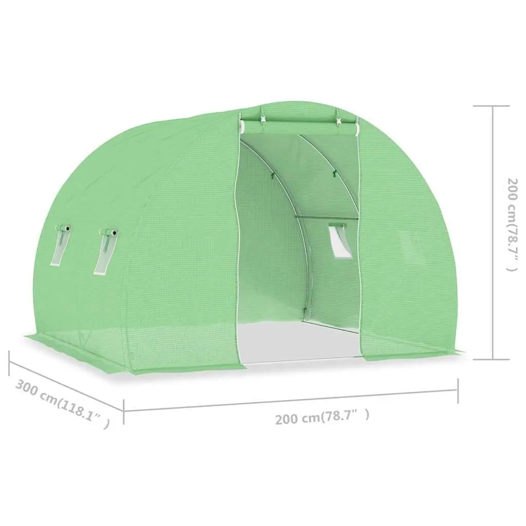 Greenhouse 6m² Durable PE Mesh Fabric 3x2x2m Galvanised Steel Frame