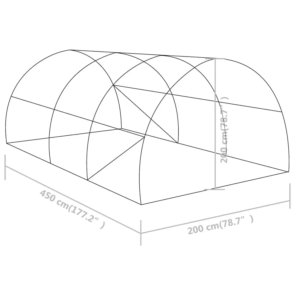 Greenhouse 9 m² 4.5x2x2 m Garden Plant House Ventilation Windows Door Green