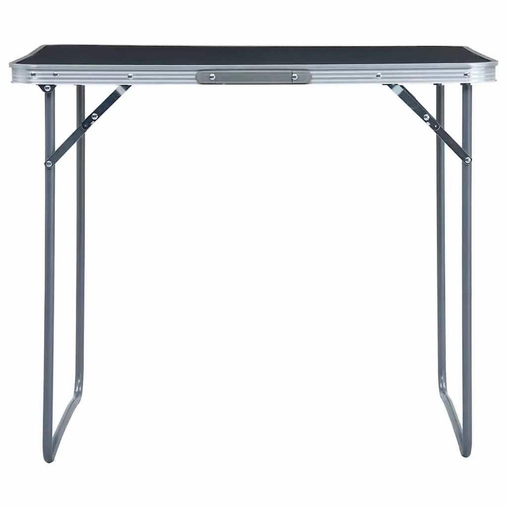 Camping Table Grey Portable Outdoor Foldable 80x60cm Metal Frame