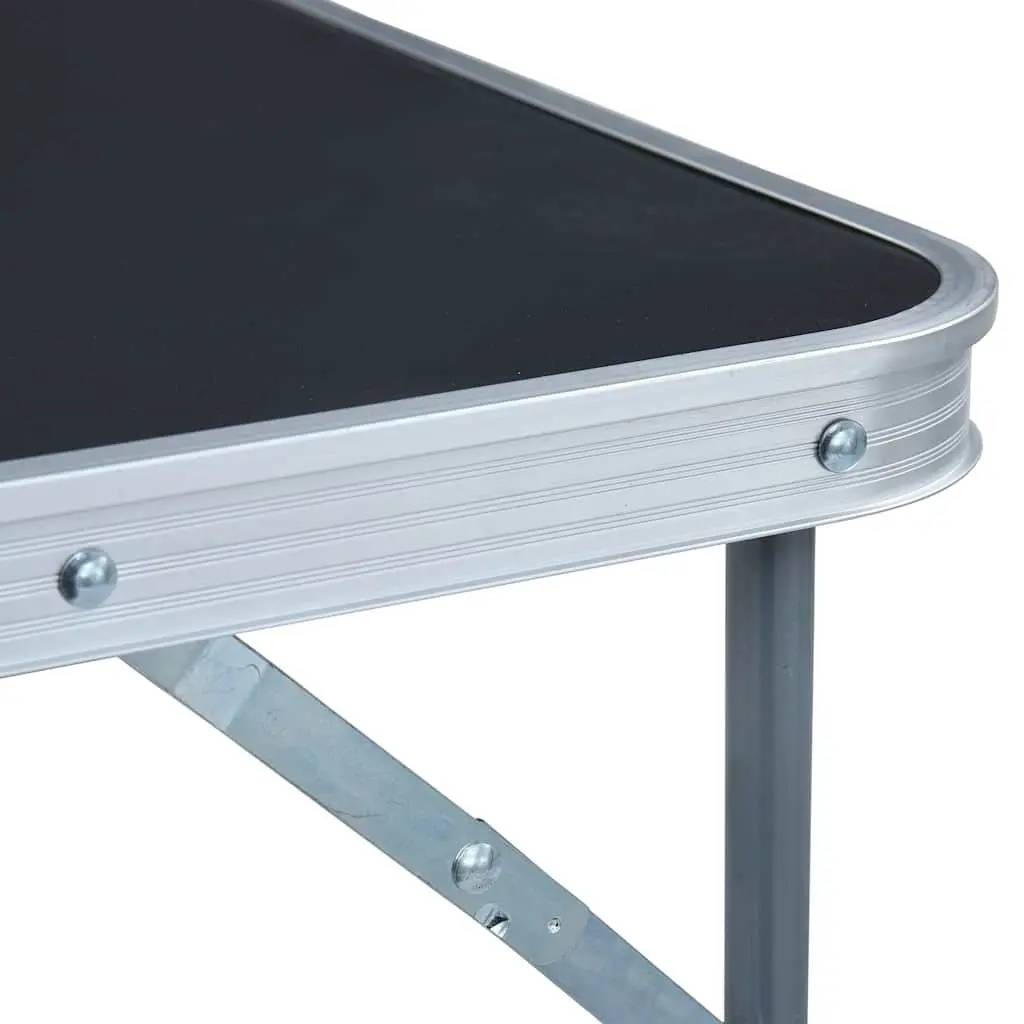 Camping Table Grey Portable Outdoor Foldable 80x60cm Metal Frame