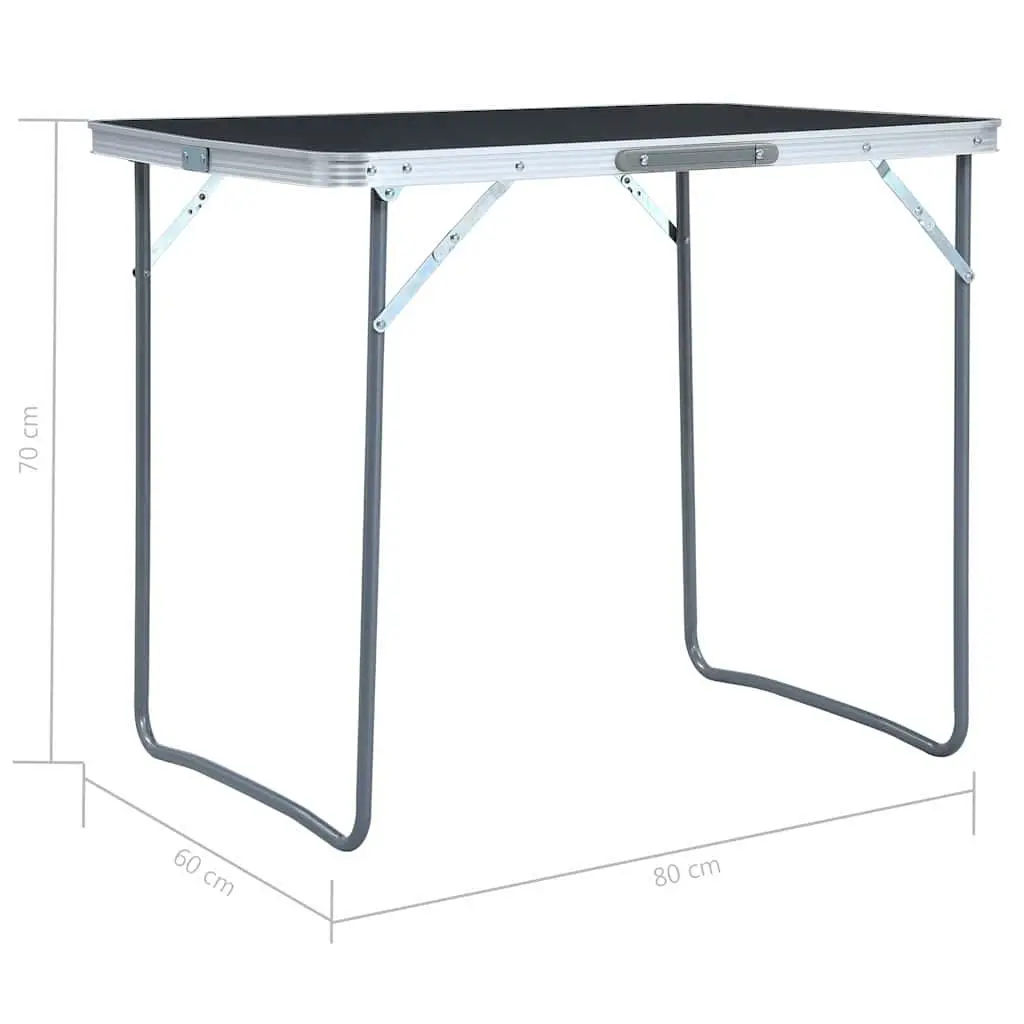 Camping Table Grey Portable Outdoor Foldable 80x60cm Metal Frame