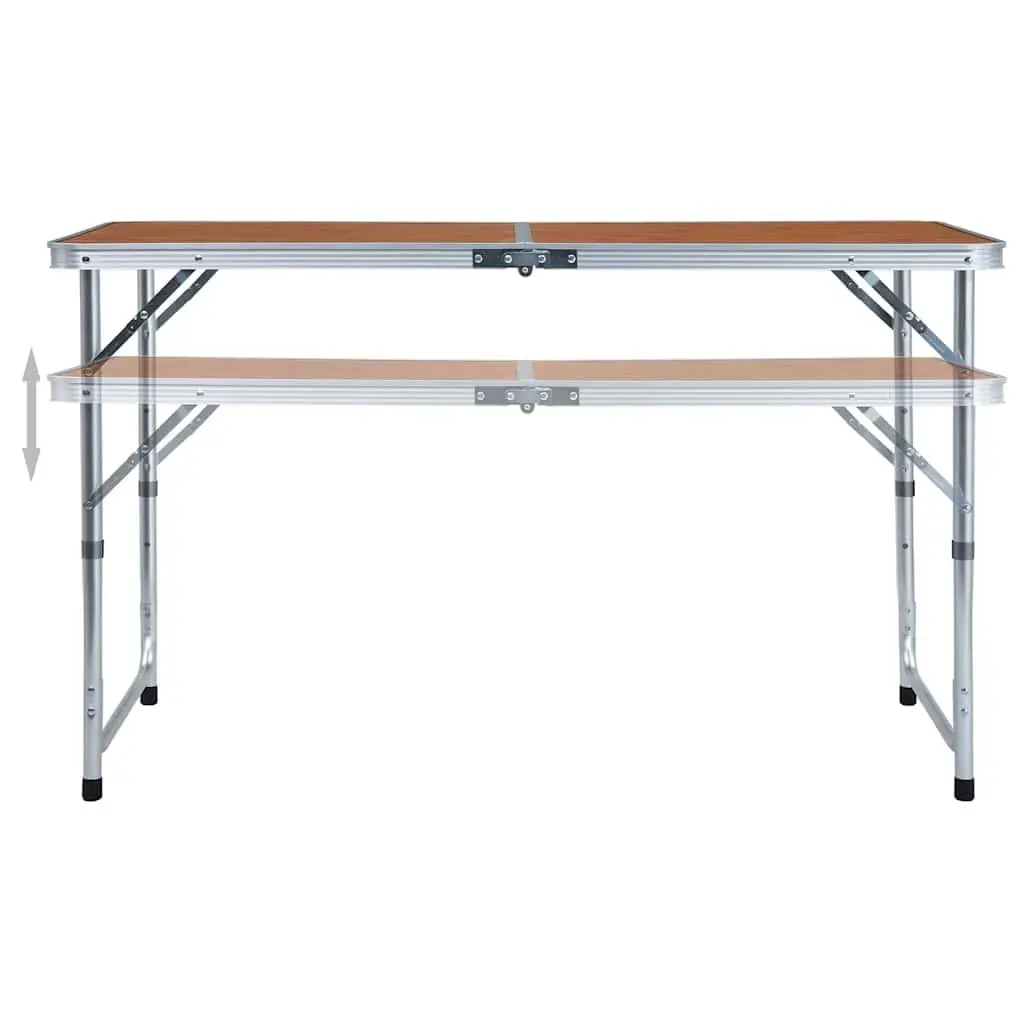 Foldable Camping Table Adjustable Height 120 x 60 cm