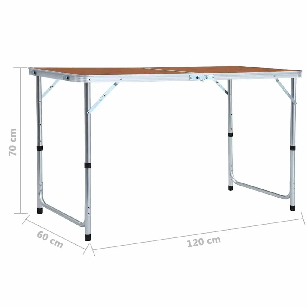Foldable Camping Table Adjustable Height 120 x 60 cm