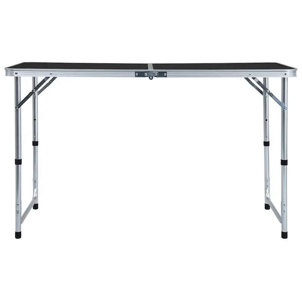Foldable Camping Table Grey Adjustable Height Portable 120 x 60 cm