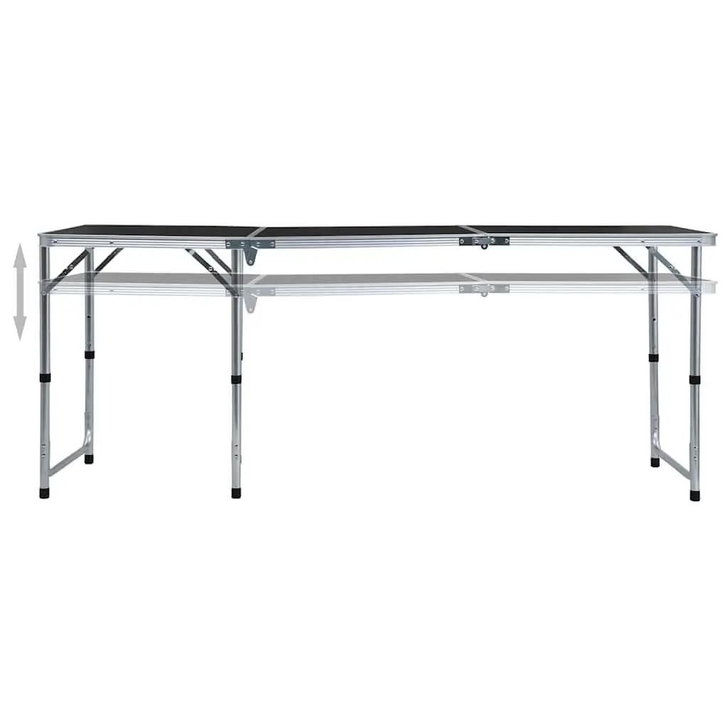 Foldable Camping Table Grey Adjustable Height Portable 180 x 60 cm