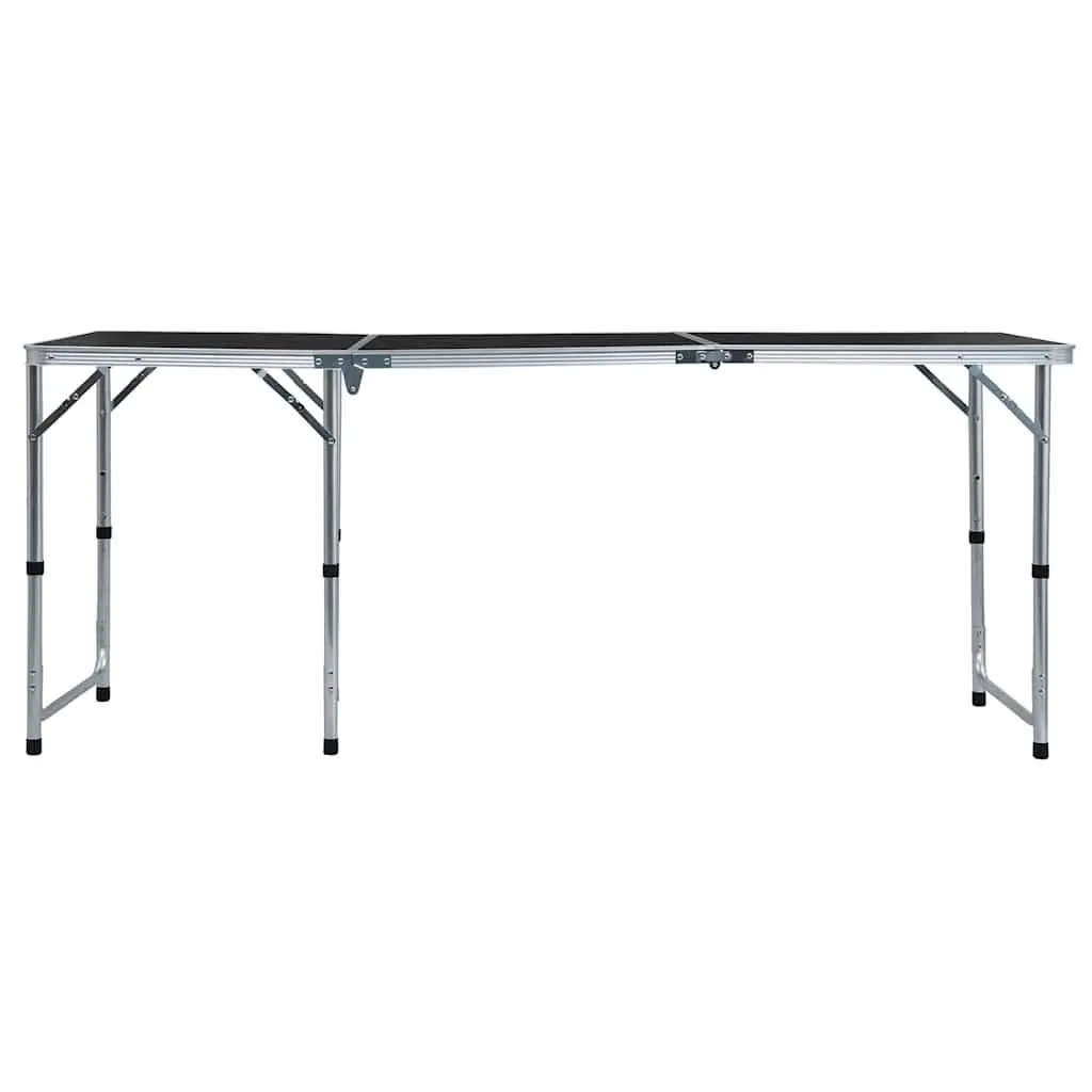 Foldable Camping Table Grey Adjustable Height Portable 180 x 60 cm