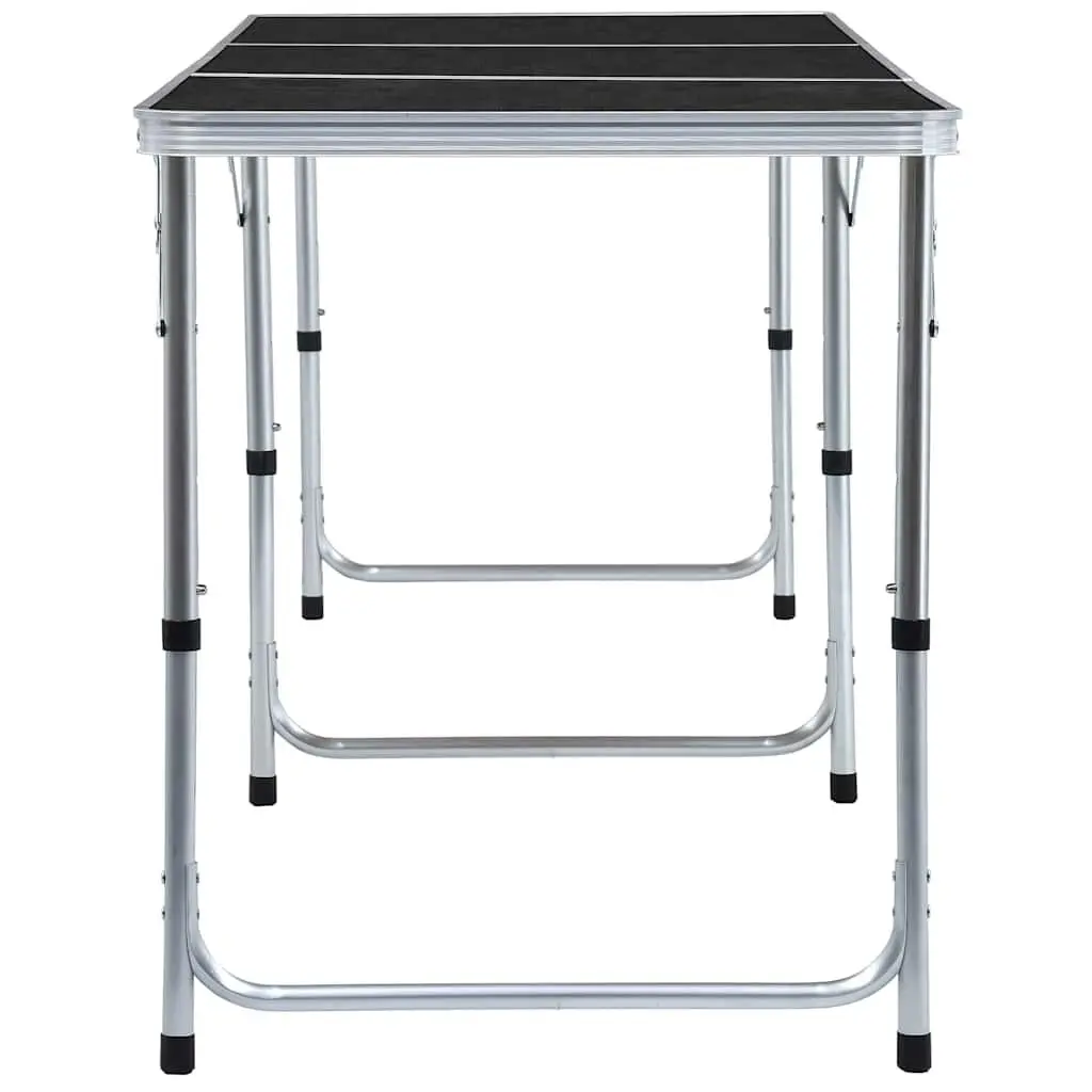 Foldable Camping Table Grey Adjustable Height Portable 180 x 60 cm