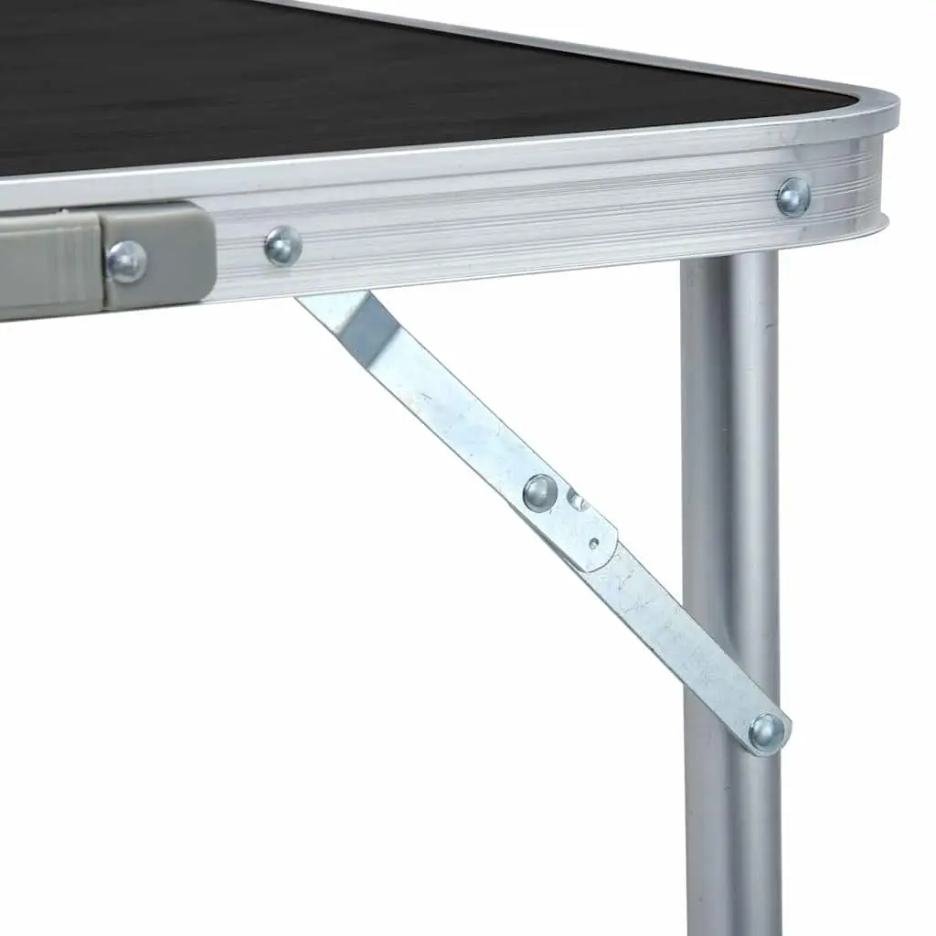 Foldable Camping Table Grey Adjustable Height Portable 180 x 60 cm