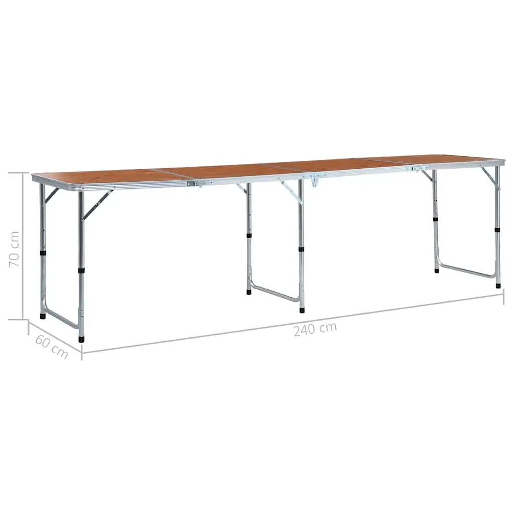 Foldable Camping Table Adjustable Height 240x60 cm Portable Picnic Outdoor