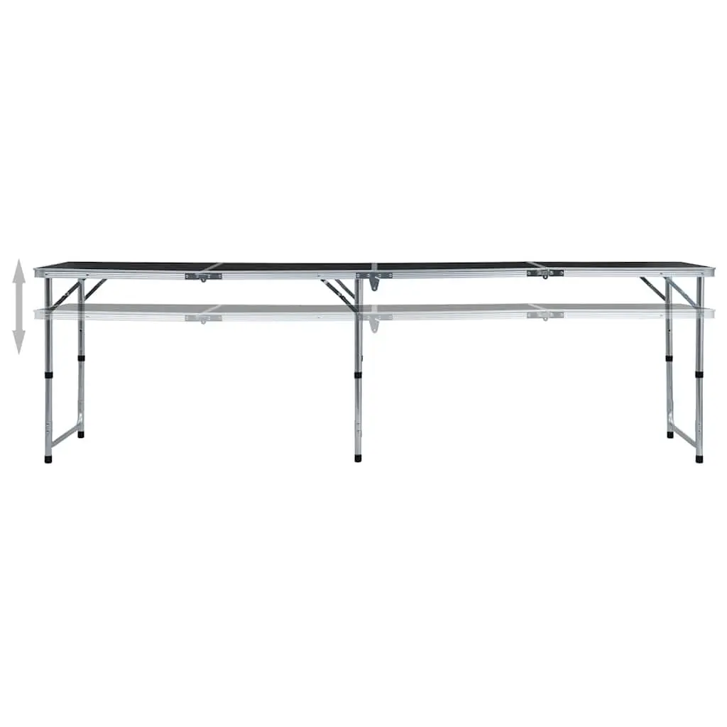 Foldable Camping Table Grey Adjustable Height 240 x 60 cm