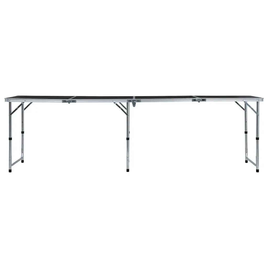 Foldable Camping Table Grey Adjustable Height 240 x 60 cm