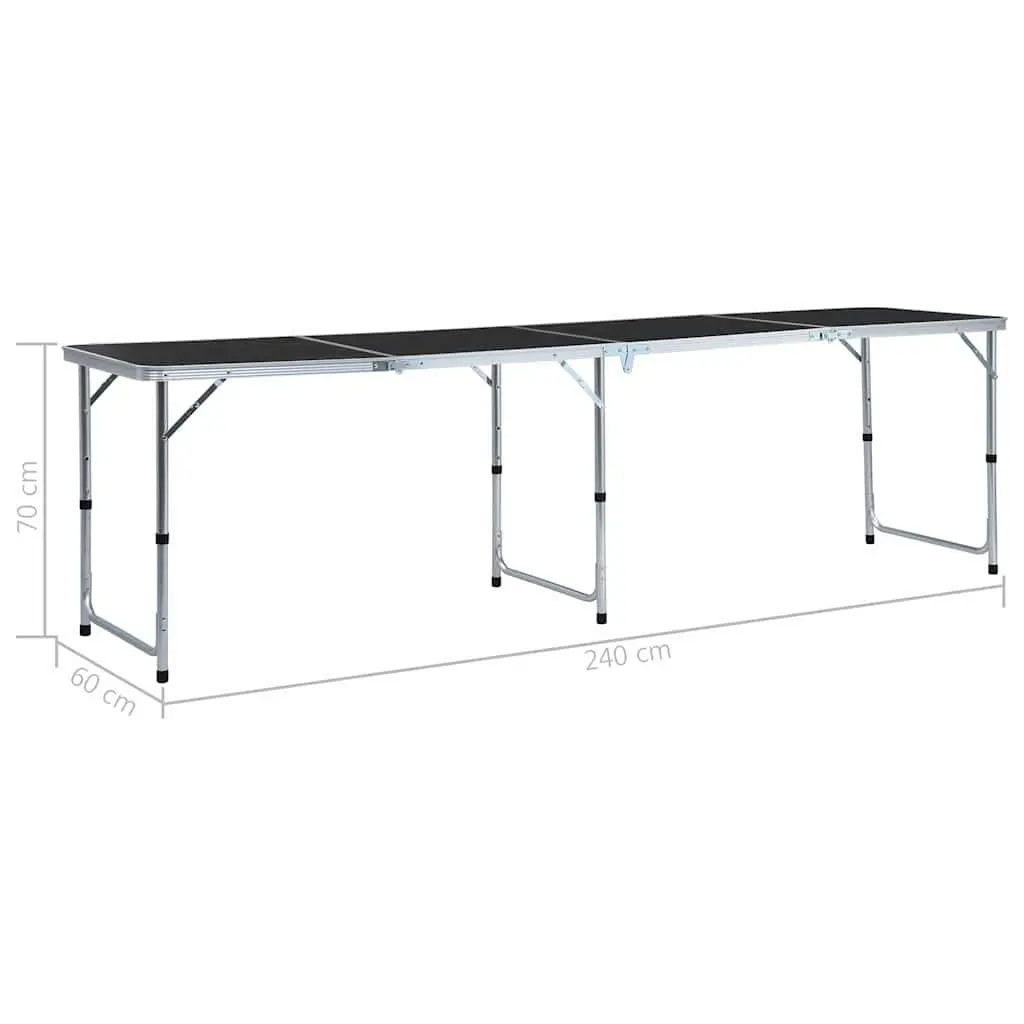 Foldable Camping Table Grey Adjustable Height 240 x 60 cm