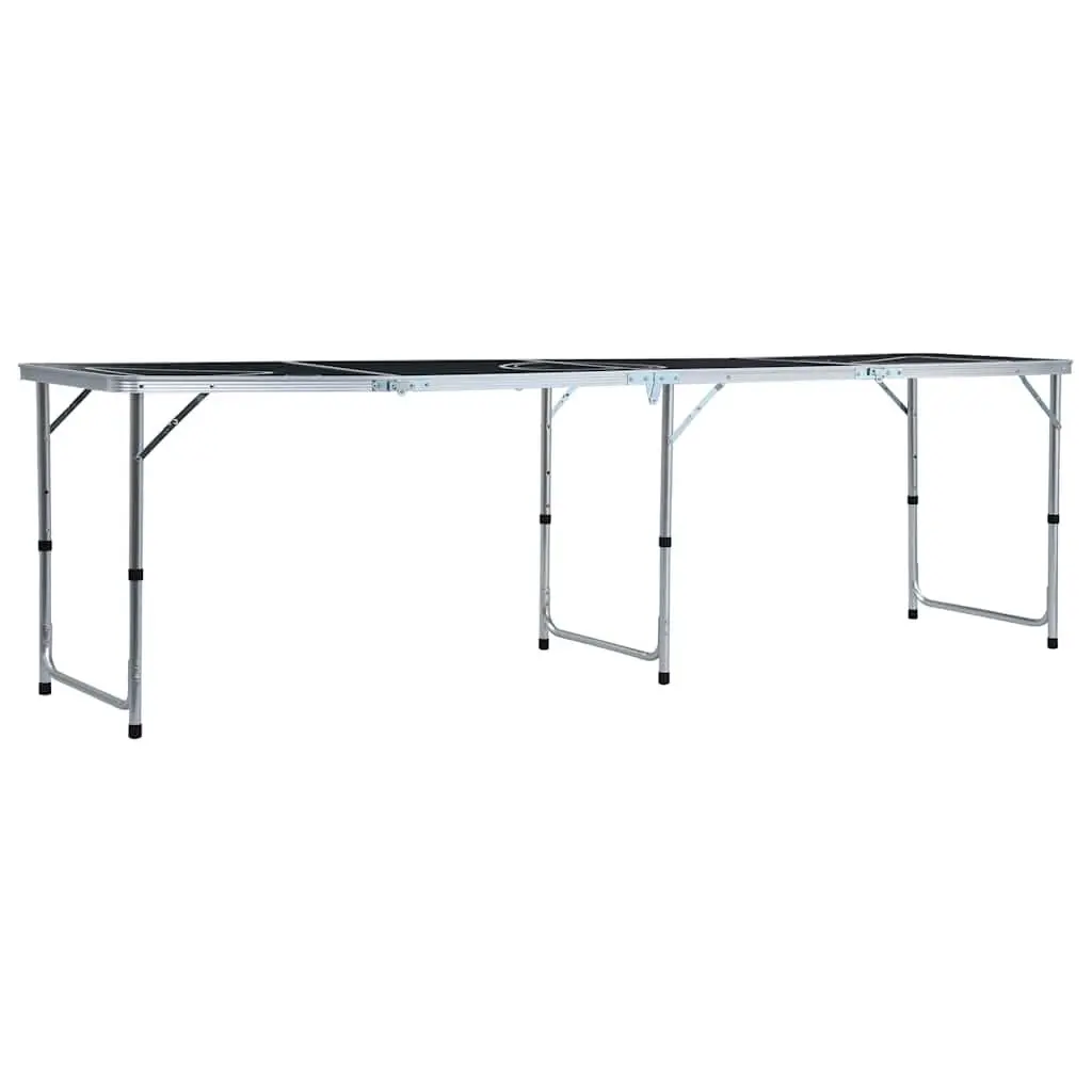 Folding Beer Pong Table Portable 240 cm Black Lightweight Aluminium Indoor Outdoor