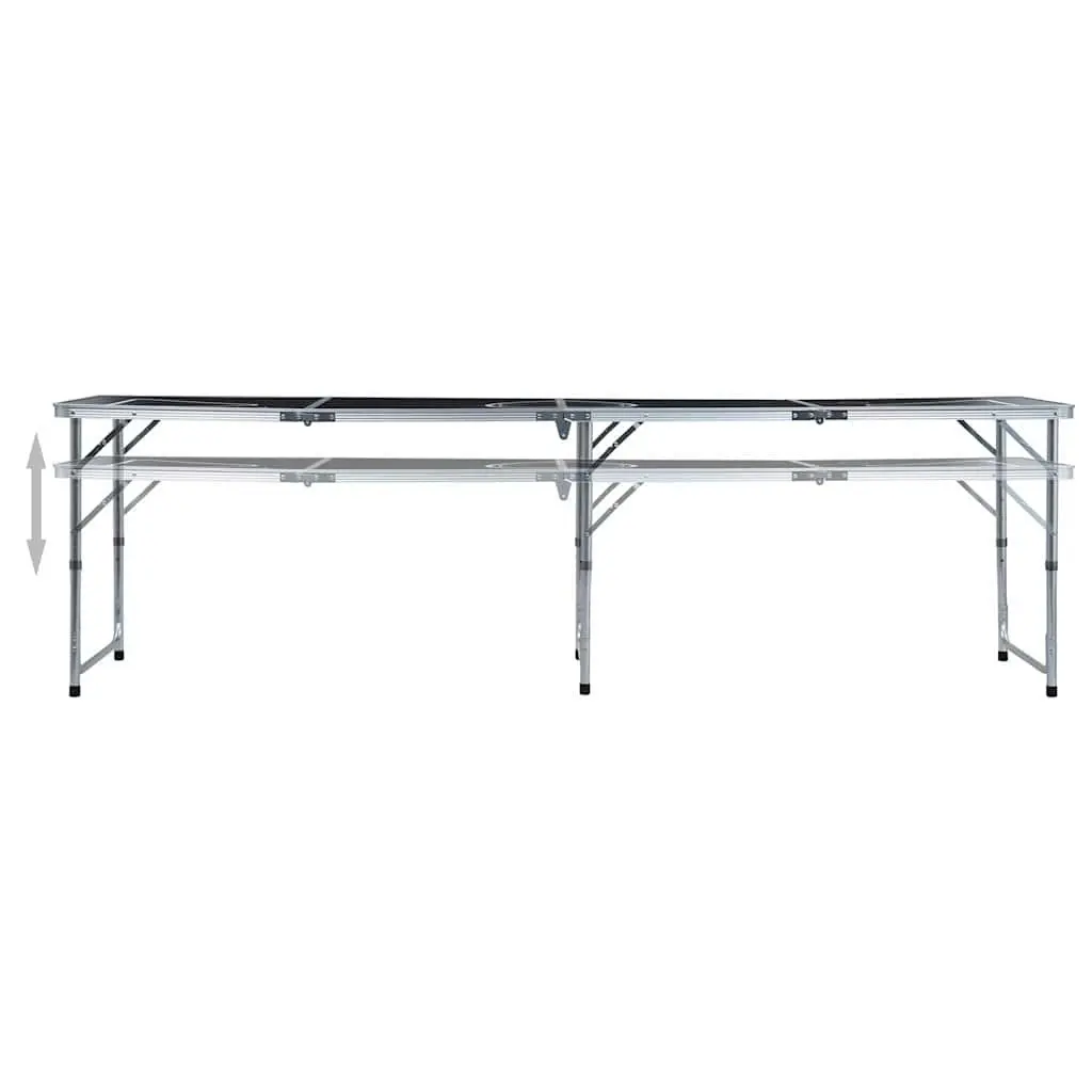Folding Beer Pong Table Portable 240 cm Black Lightweight Aluminium Indoor Outdoor