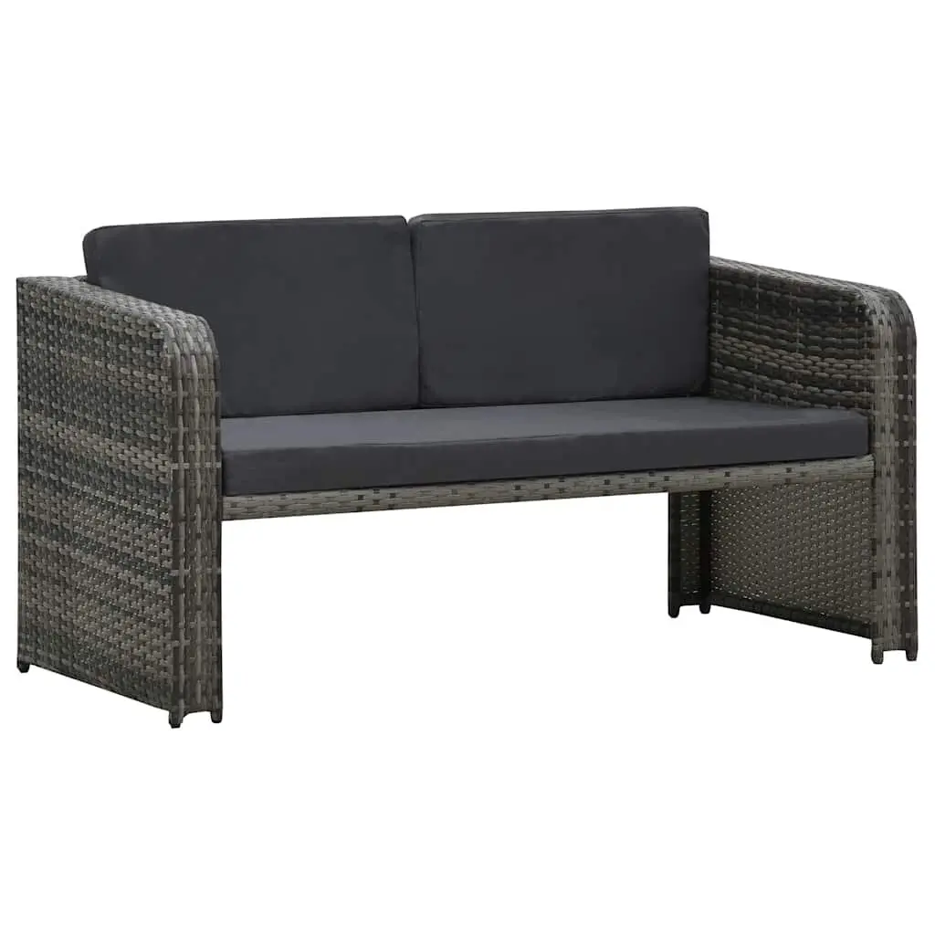 Garden Lounge Set Poly Rattan 4 Piece Sofa Coffee Table Stools Cushions