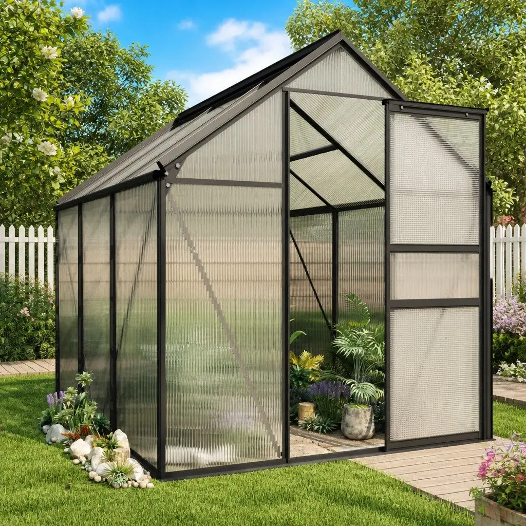 Greenhouse Aluminium Frame 3.61 m² UV Resistant Polycarbonate Anthracite