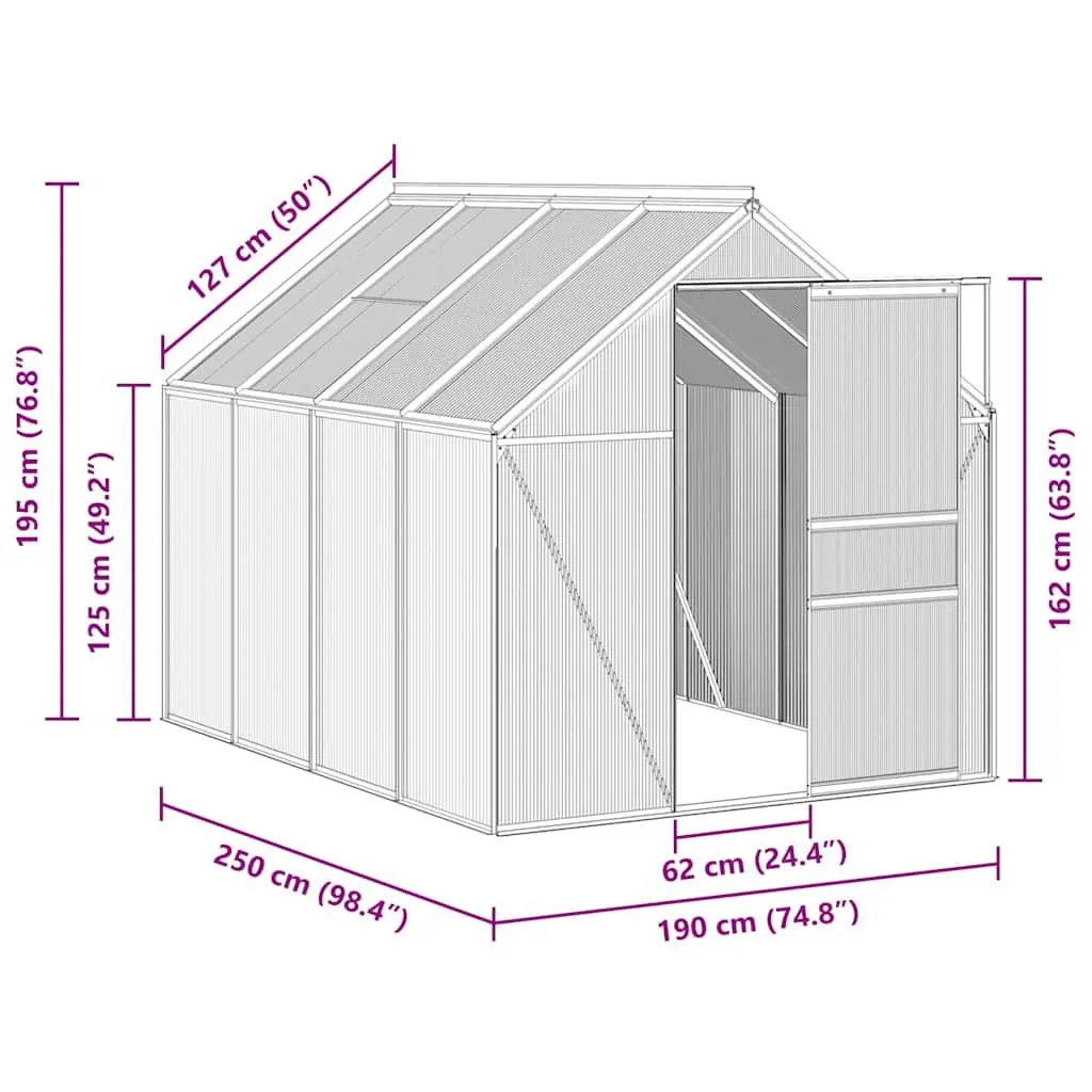 Anthracite Greenhouse with Polycarbonate Panels UV Protection and Thermal Insulation 4.75 m²
