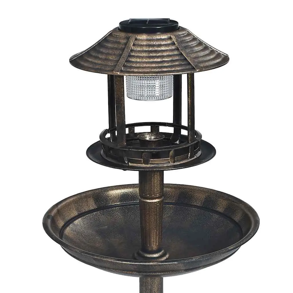 Decorative Pedestal Bird Bath Solar Powered LED Lights Outdoor Garden Yard