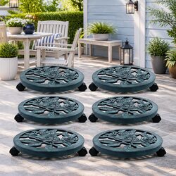 Plant Trolleys 6 Piece Set Green 38cm Rolling Casters Potted Plants Caddies