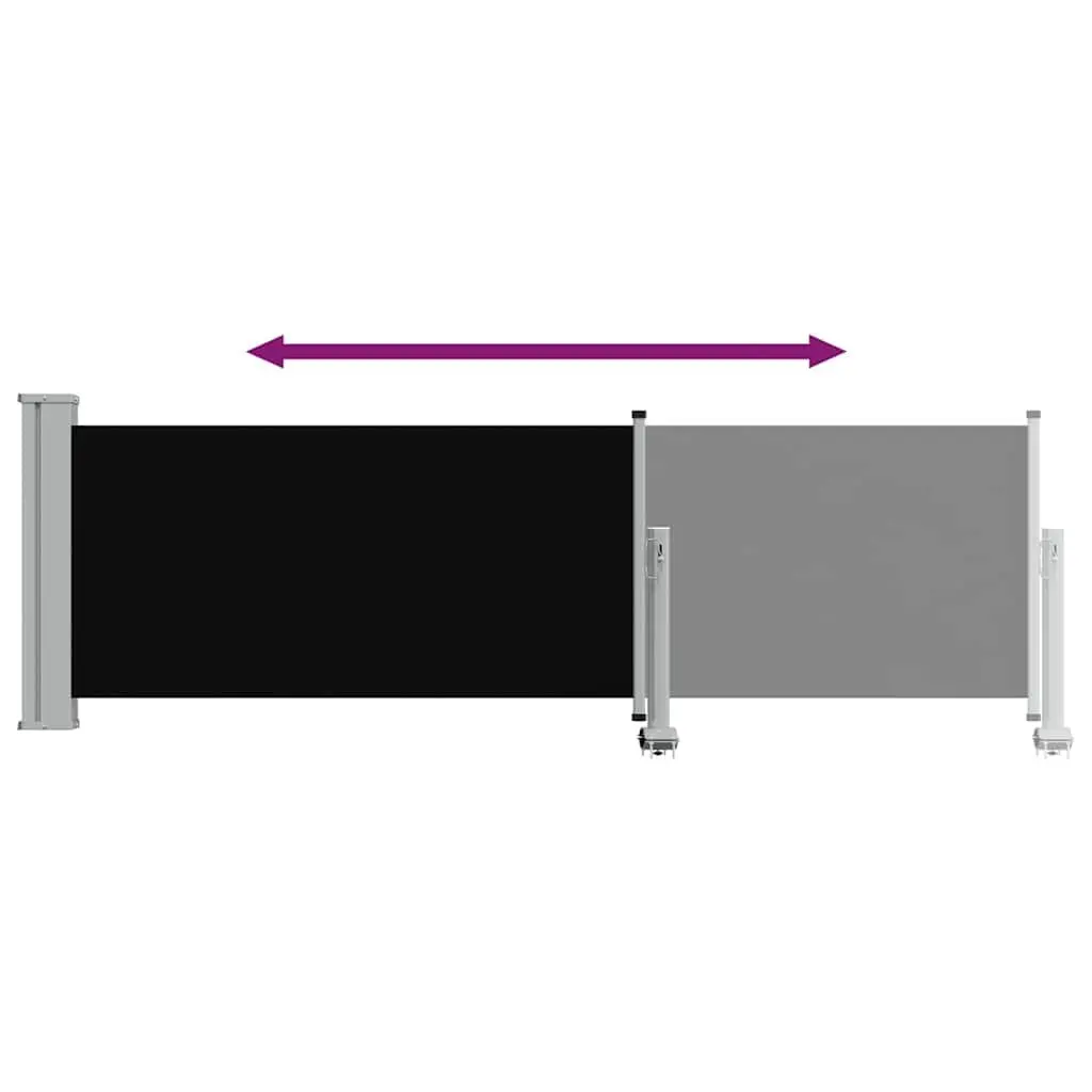 Retractable Side Awning Black 80x300cm Outdoor Privacy Screen Sunshade