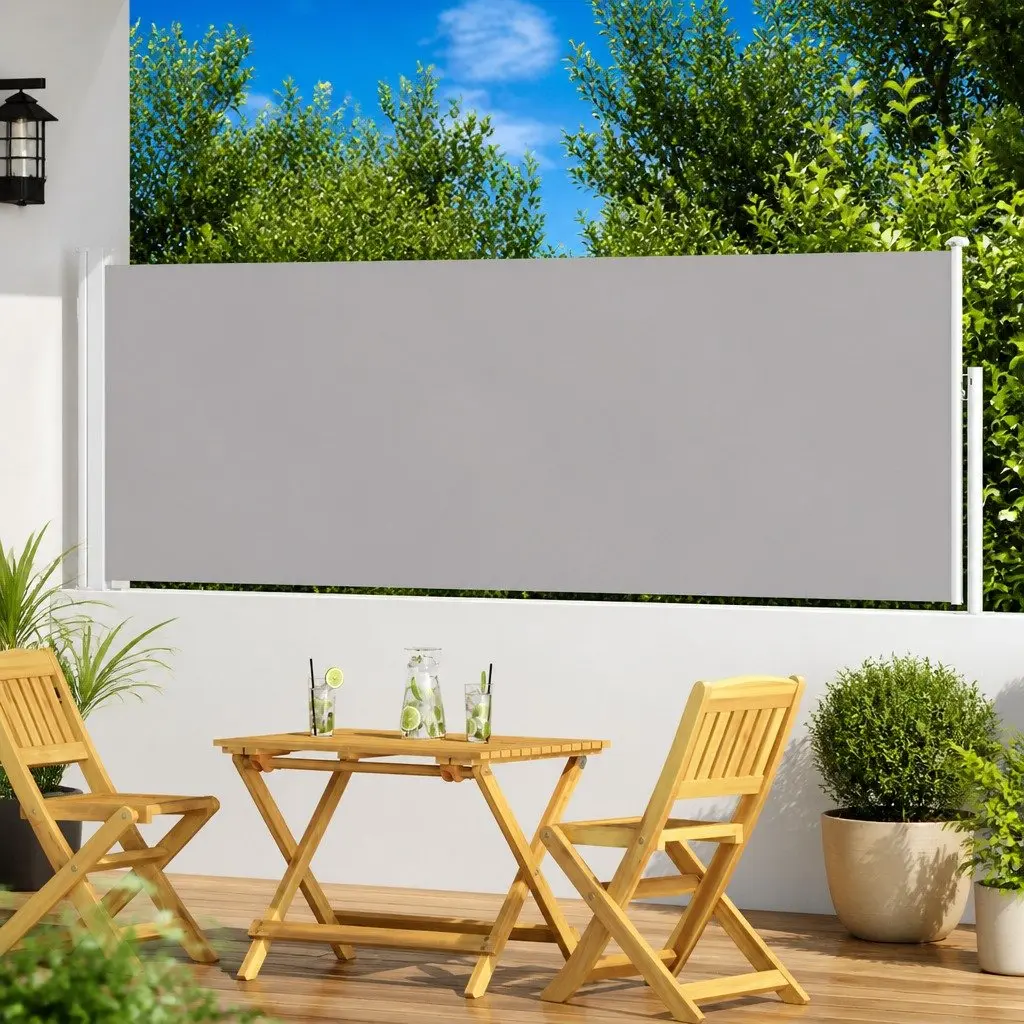 Retractable Side Awning Grey 100x300 cm Privacy Screen Sunshade