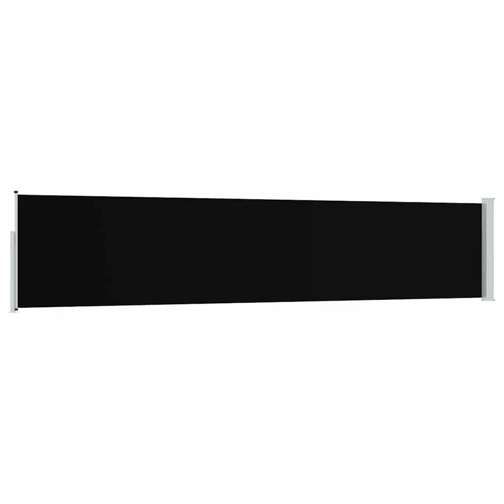 Retractable Patio Side Awning Black 100x500 cm Outdoor Shade Privacy Screen