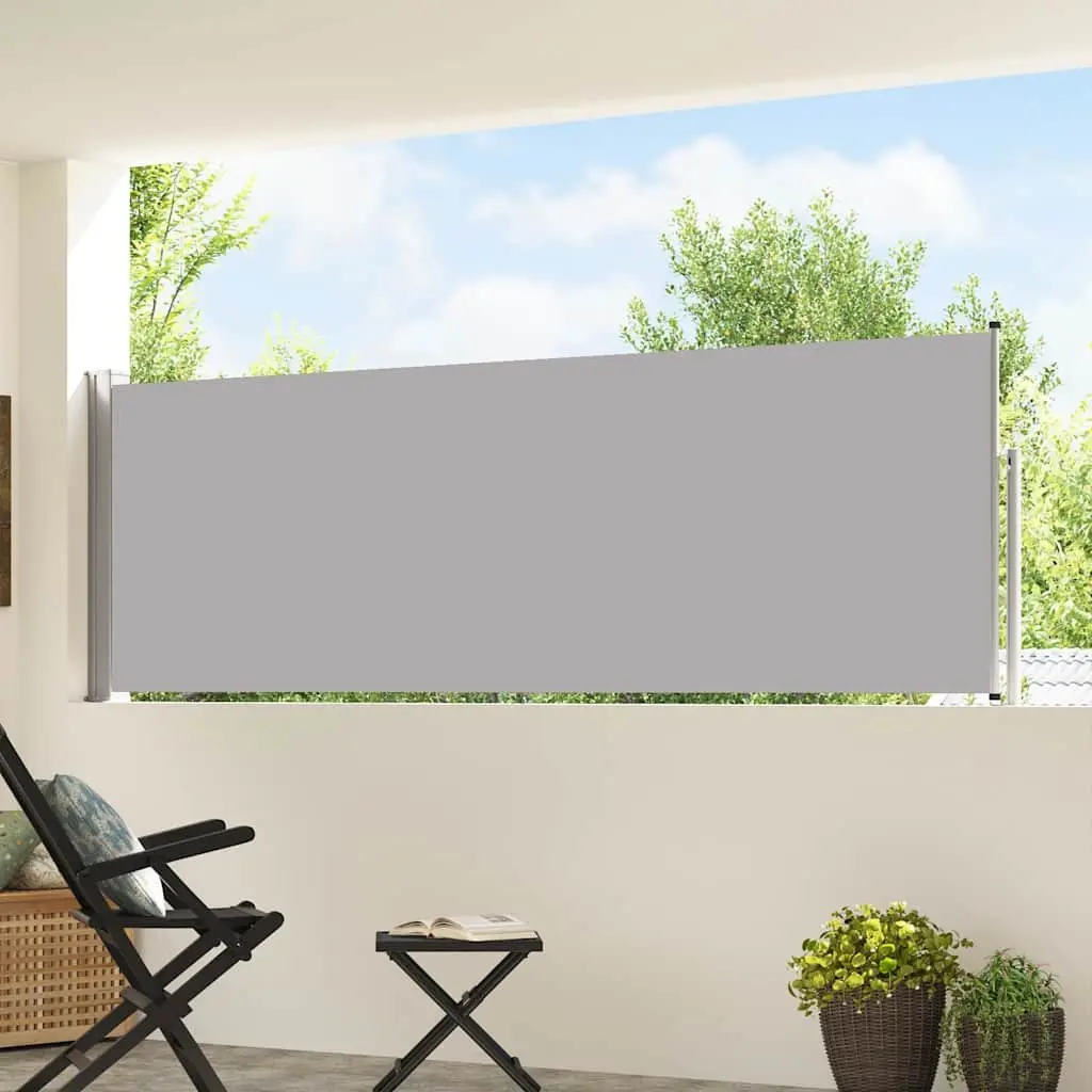 Retractable Side Awning Grey 100x500 cm Privacy Screen Outdoor Sunshade