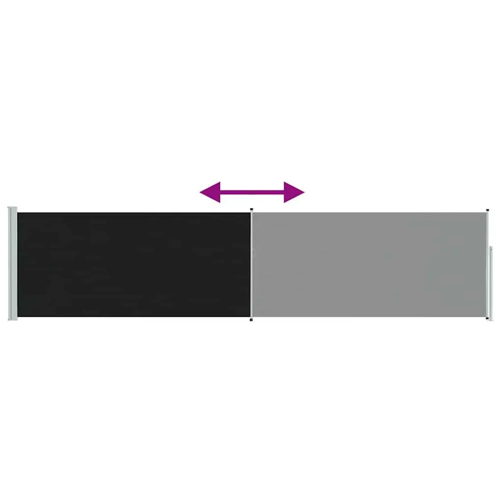 Retractable Side Awning Black 117x514cm Privacy Screen Sun Shade