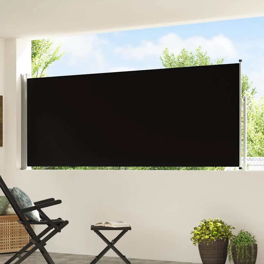 Retractable Side Awning Black 117x514cm Privacy Screen Sun Shade