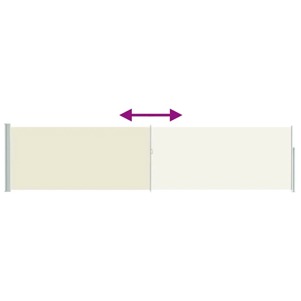 Retractable Side Awning Cream 117x514cm Patio Privacy Screen Balcony Sunshade
