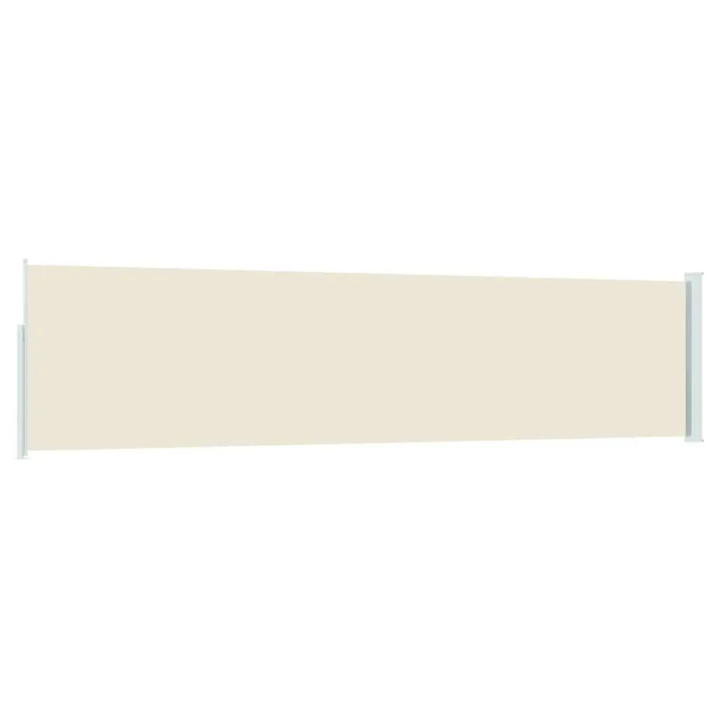 Retractable Side Awning Cream 117x514cm Patio Privacy Screen Balcony Sunshade