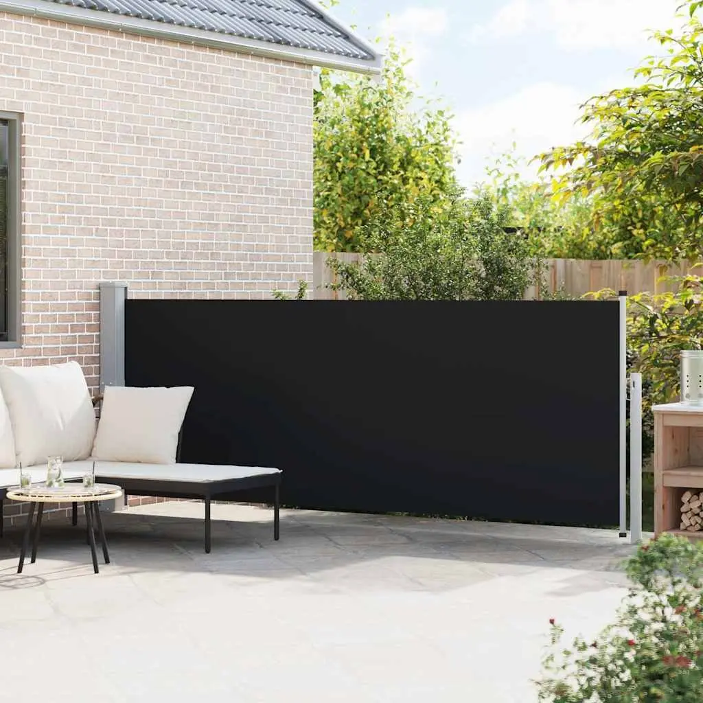 Retractable Side Awning Black 140x500 cm Outdoor Privacy Screen Shade
