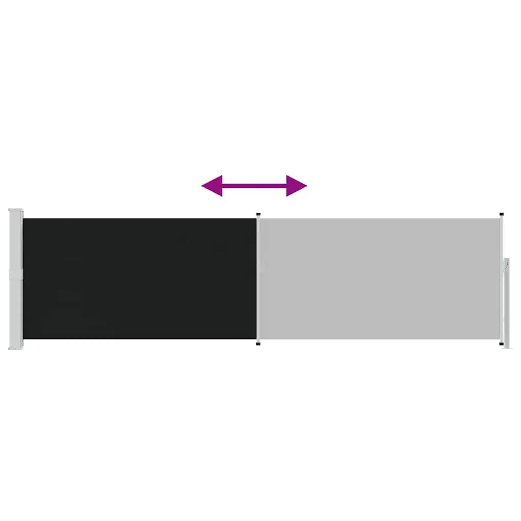 Retractable Side Awning Black 140x500 cm Outdoor Privacy Screen Shade