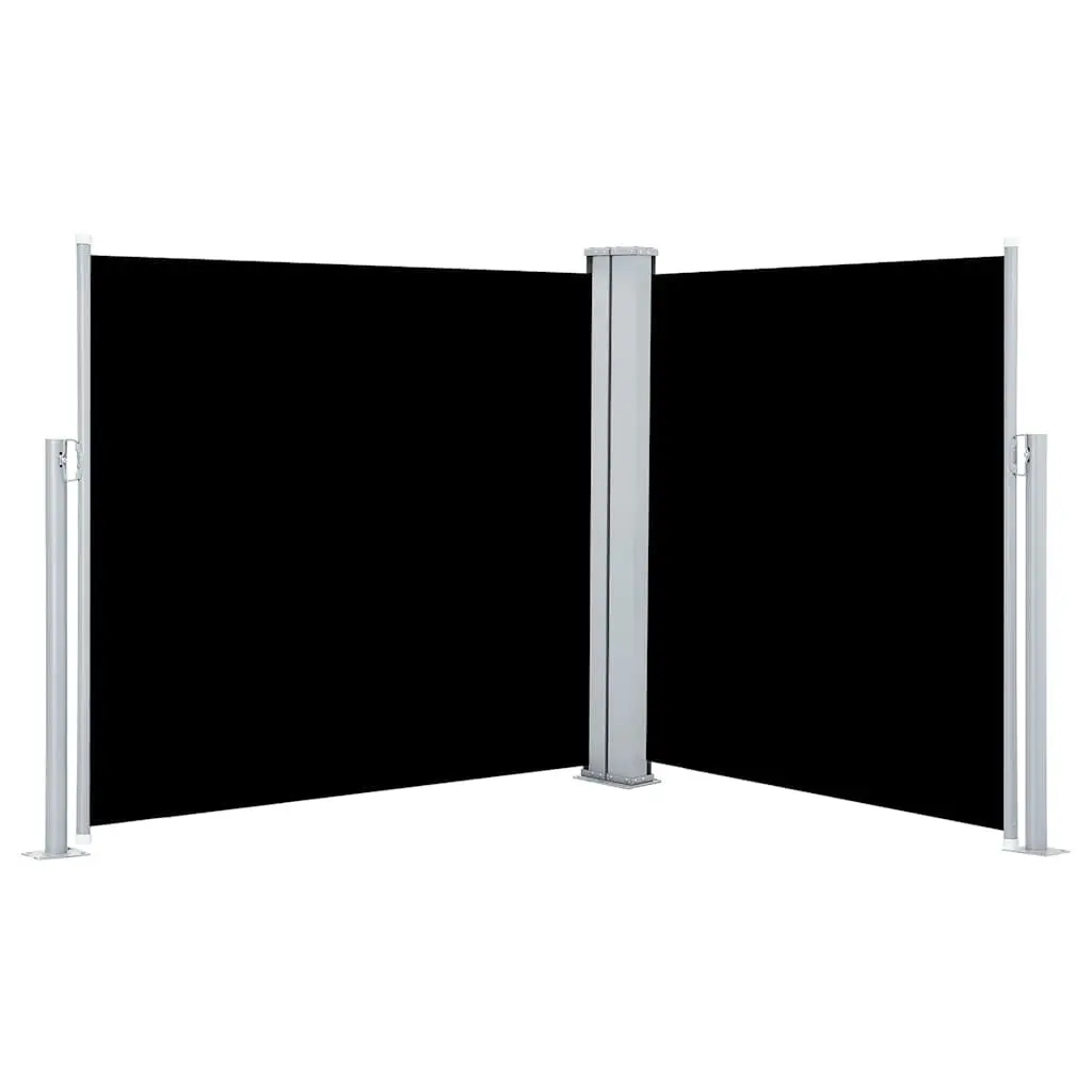 Retractable Side Awning Black 100x600cm Outdoor Privacy Screen Garden Patio