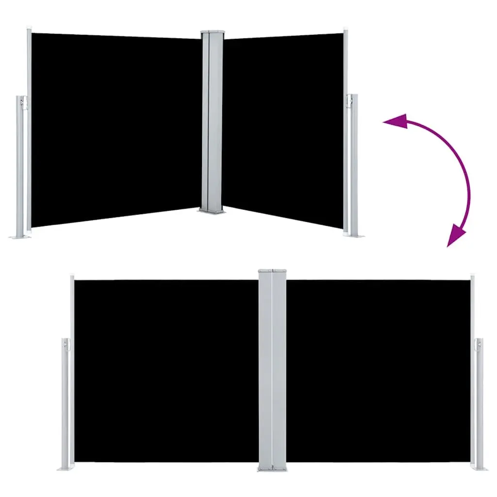 Retractable Side Awning Black 100x600cm Outdoor Privacy Screen Garden Patio