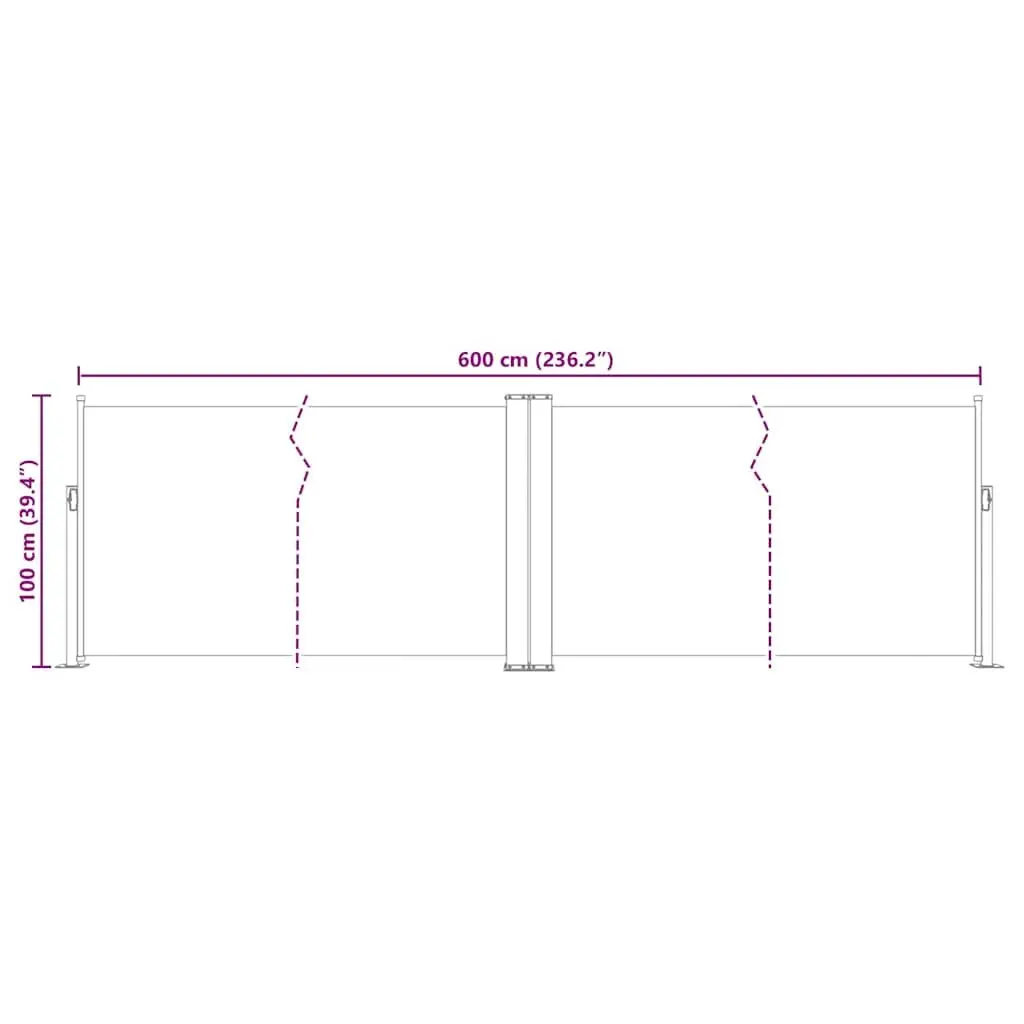 Retractable Awning Privacy Screen Shade 100 cm Height 600 cm Width Anthracite for Garden Patio Outdoor Space