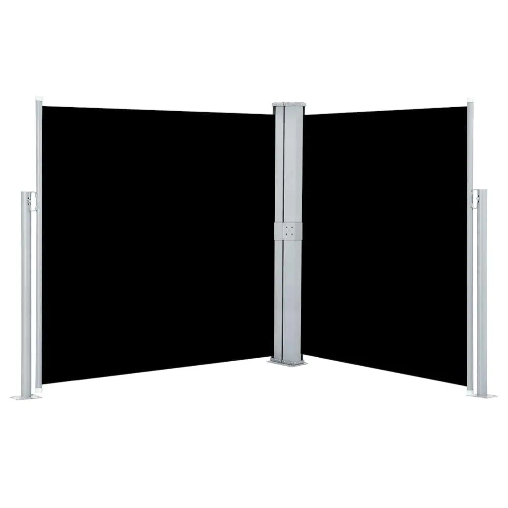 Retractable Side Awning Black 140x600cm Automatic Roll-back Privacy Screen Shade